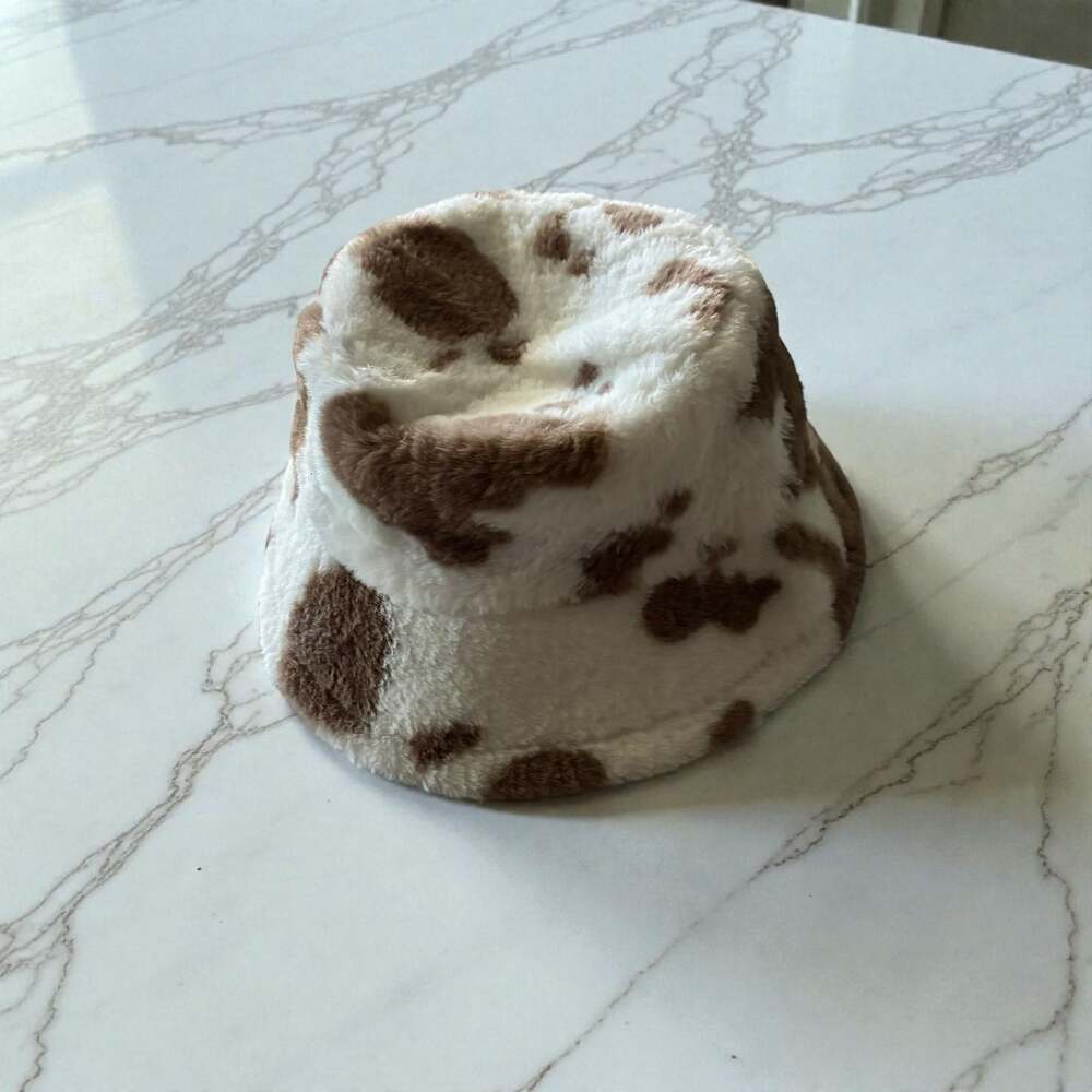 Faux Fur Cow Print Bucket Hat